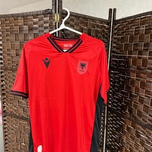 Macron Red FSHF Albania Soccer Jersey